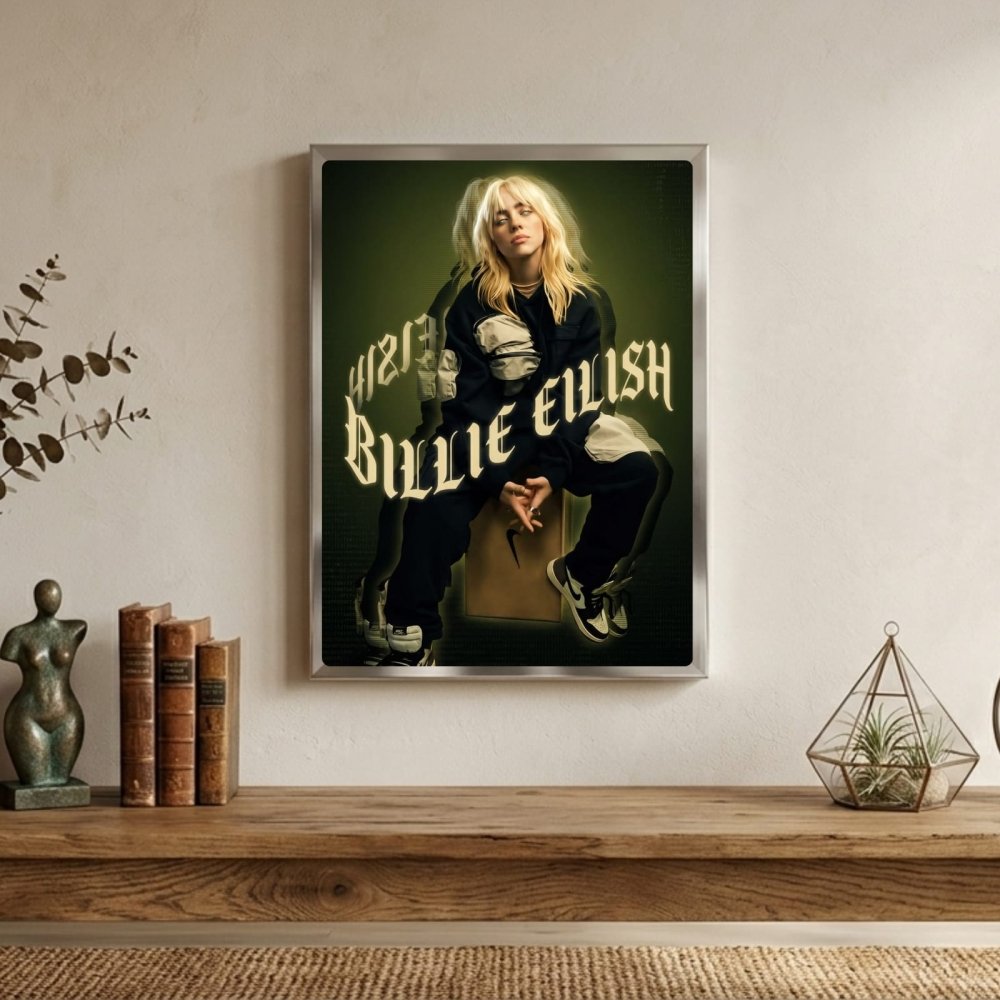 Billie Eilish - Happier Than Ever Poster with Frame - Vibes DistrictBillie Eilish - Happier Than Ever Poster with Frame poster GoldVibes District