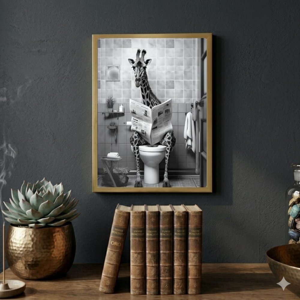 Giraffe house deco bathroom - Vibes DistrictGiraffe house deco bathroom poster GoldVibes District