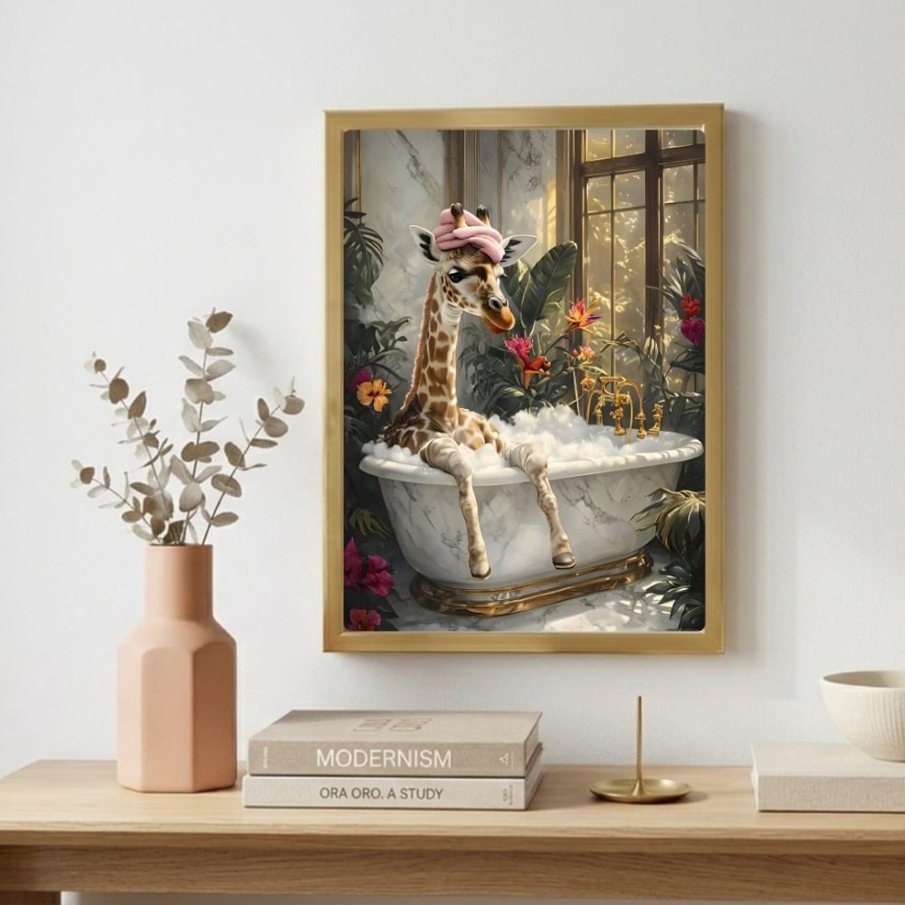 Giraffe house deco bathroom - Vibes DistrictGiraffe house deco bathroom poster GoldVibes District