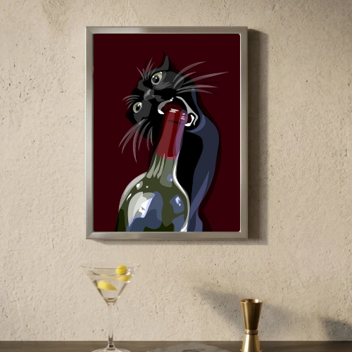 bar and restaurant decoration cat wine