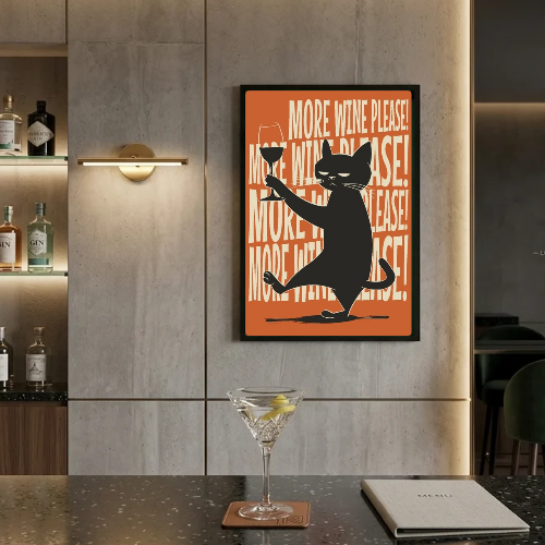 bar and restaurant decoration cat wine
