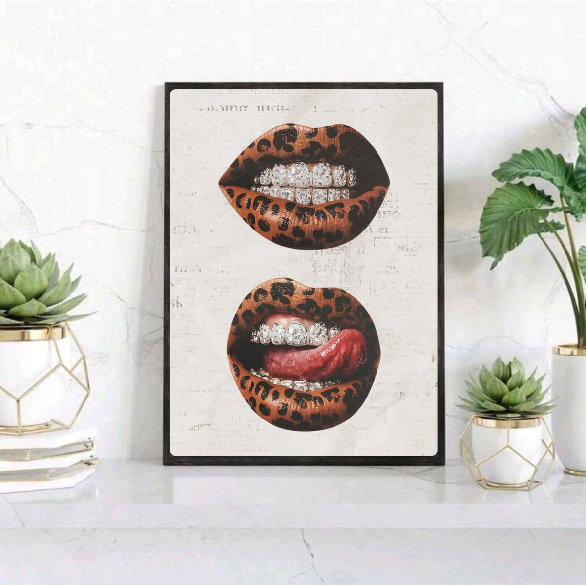 Home deco chic leopard mouth kiss