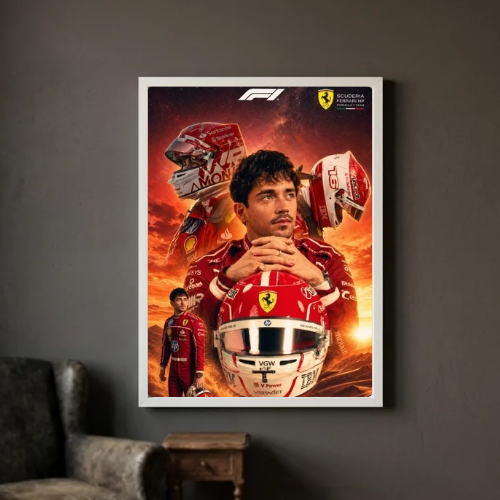 charles leclerc ferrari f1 poster with frame
