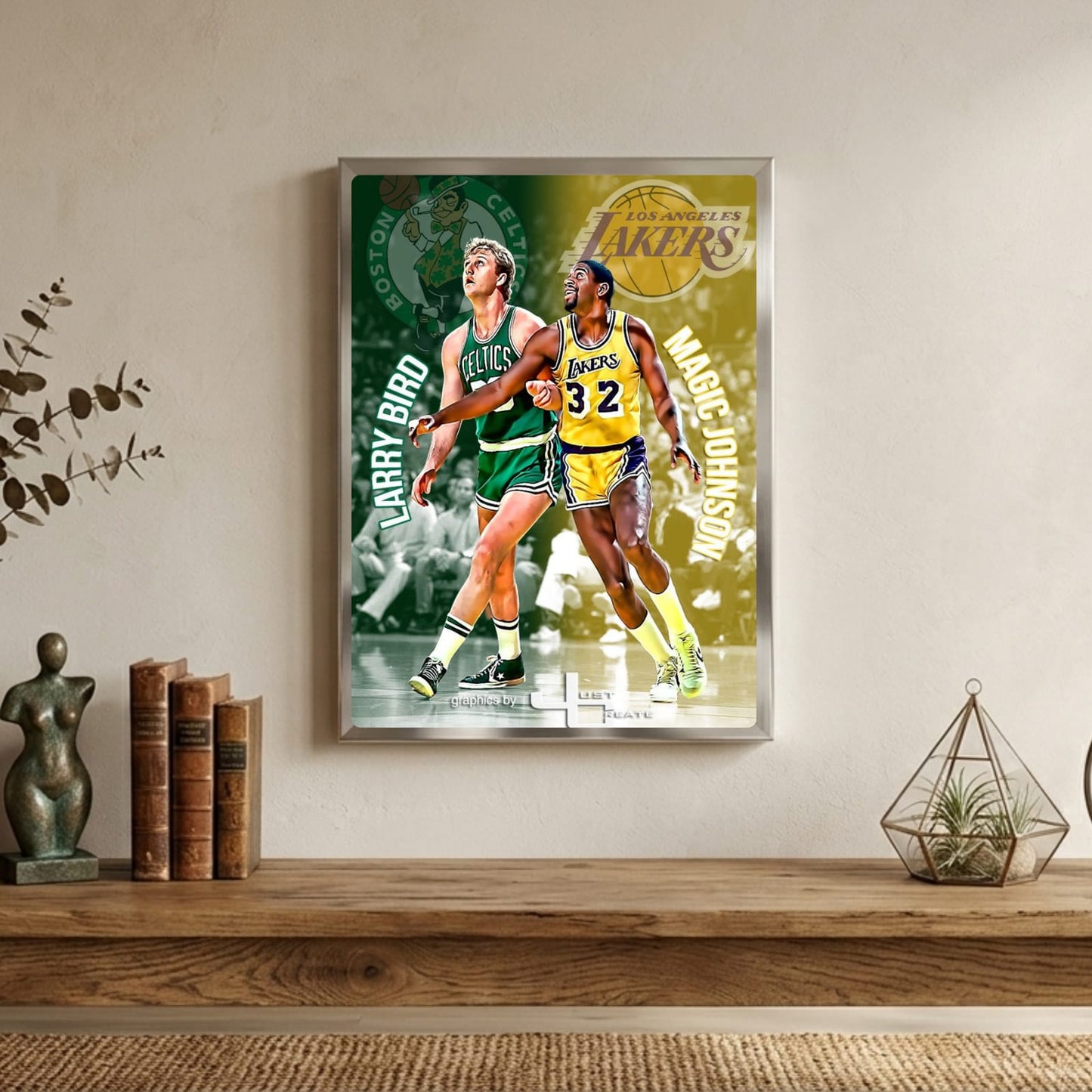 Larry Bird and Magic Johnson - Basket
