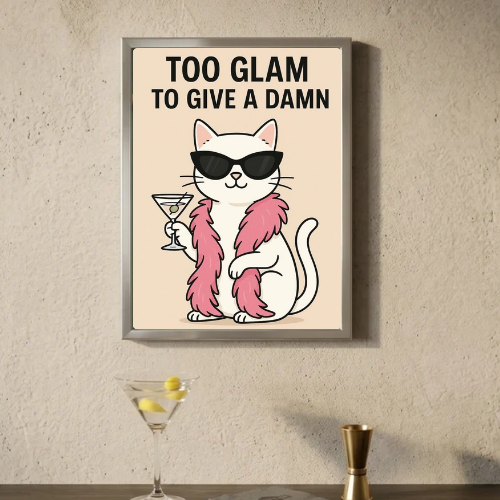 Iconic Chic Cat Girls Martini Poster