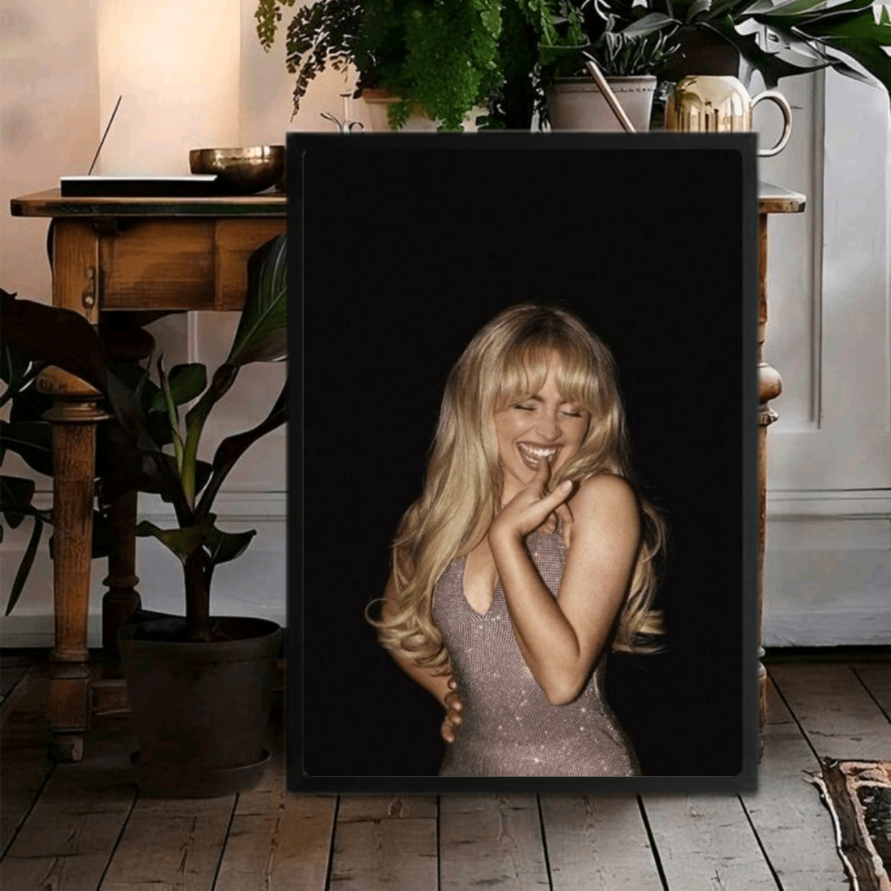 Sabrina Carpenter Poster with Frame - Vibes DistrictSabrina Carpenter Poster with Frame poster GoldVibes District