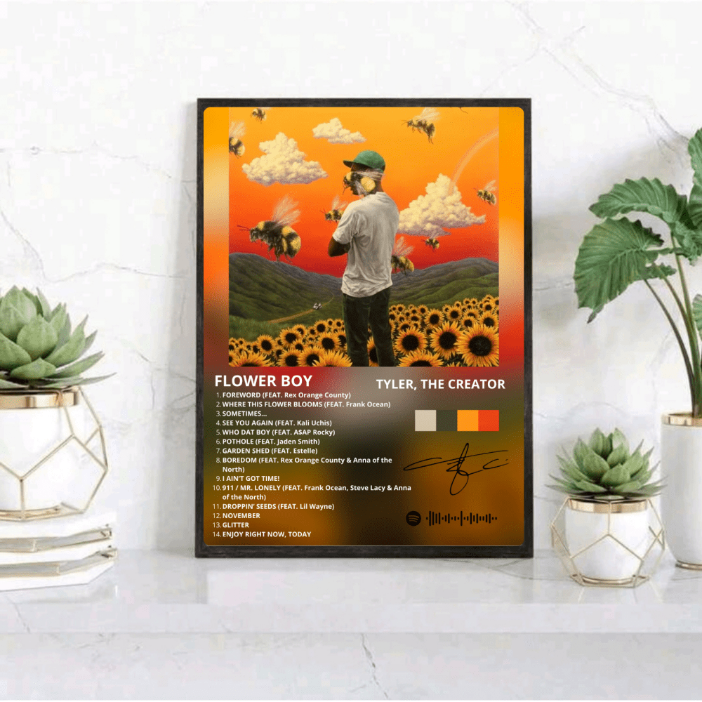Tyler The Creator - Flower Boy Poster with Frame - Vibes DistrictTyler The Creator - Flower Boy Poster with Frame GoldVibes District
