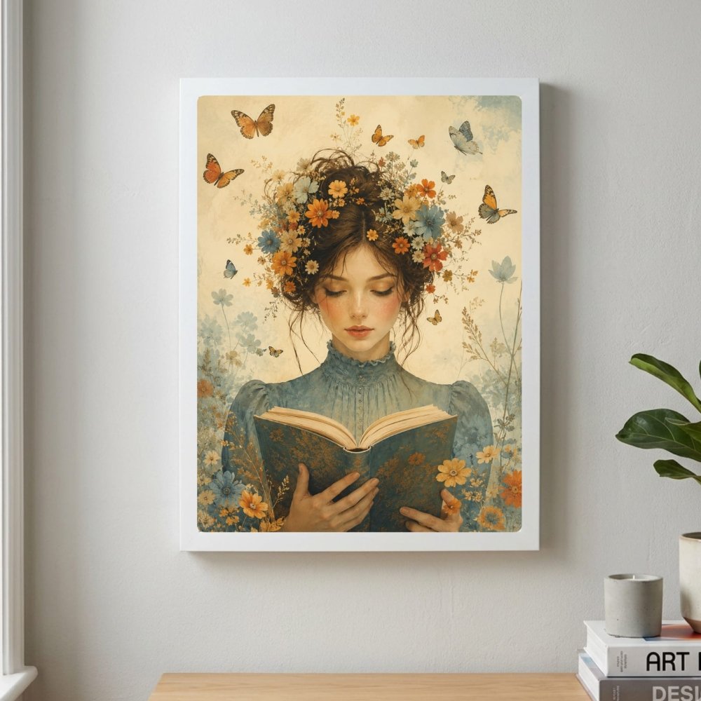 vintage book girl - Vibes Districtvintage book girl poster BiancoVibes District