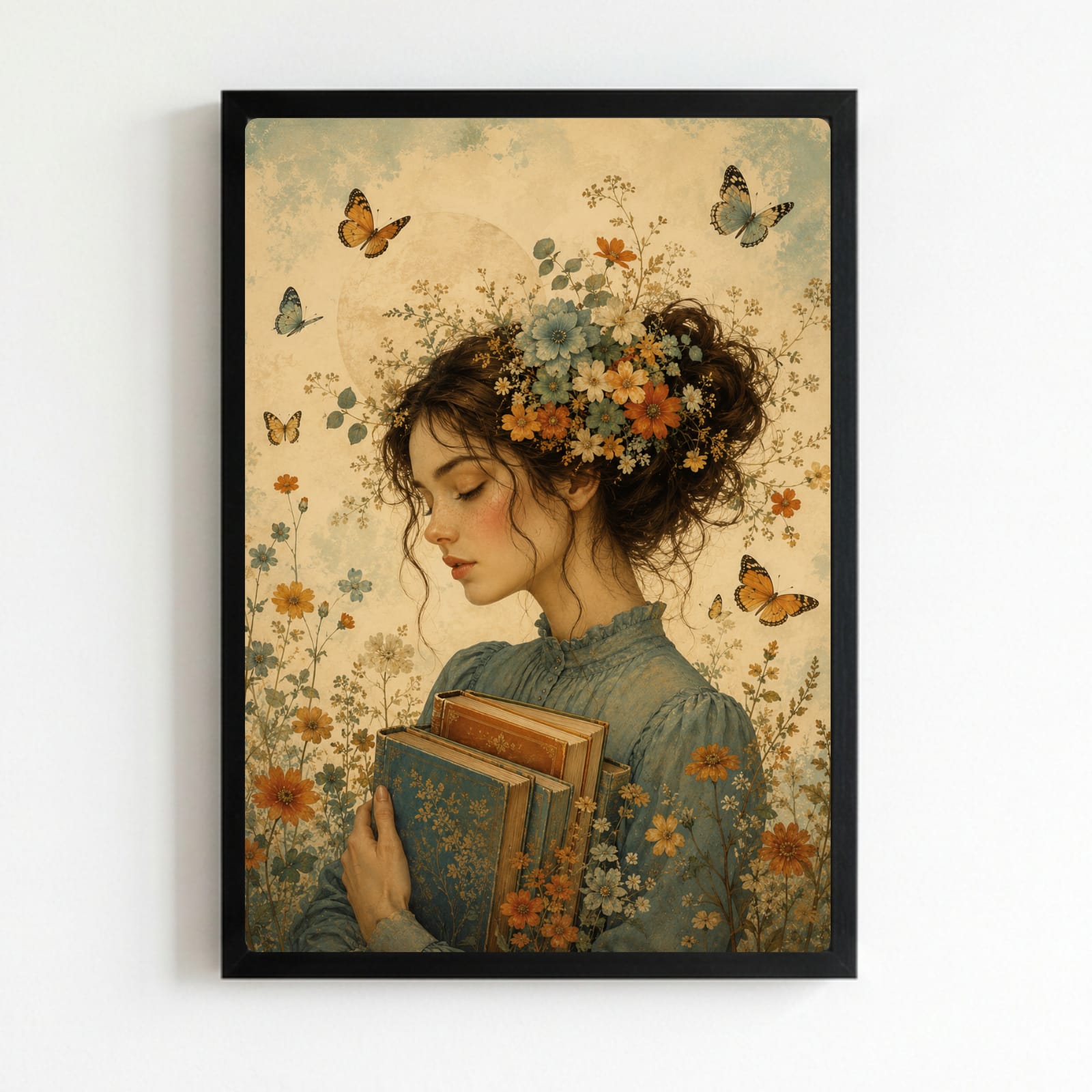 ragazza del libro vintage