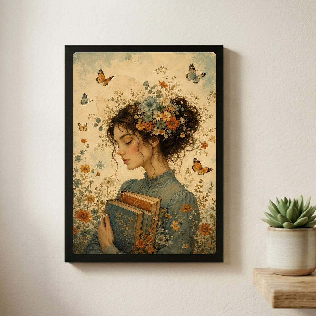 ragazza del libro vintage