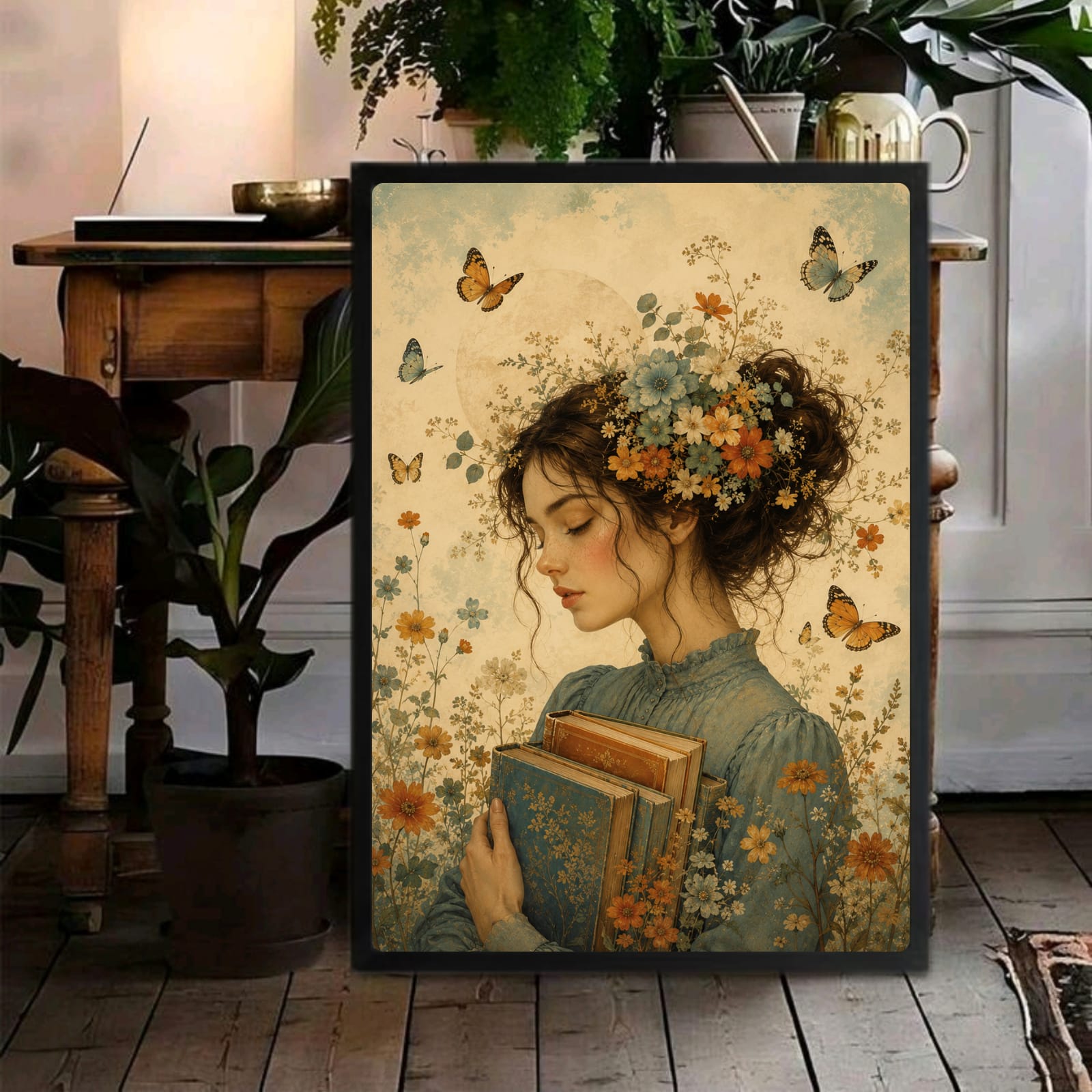 ragazza del libro vintage
