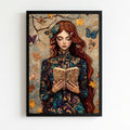 ragazza d'epoca con un libro