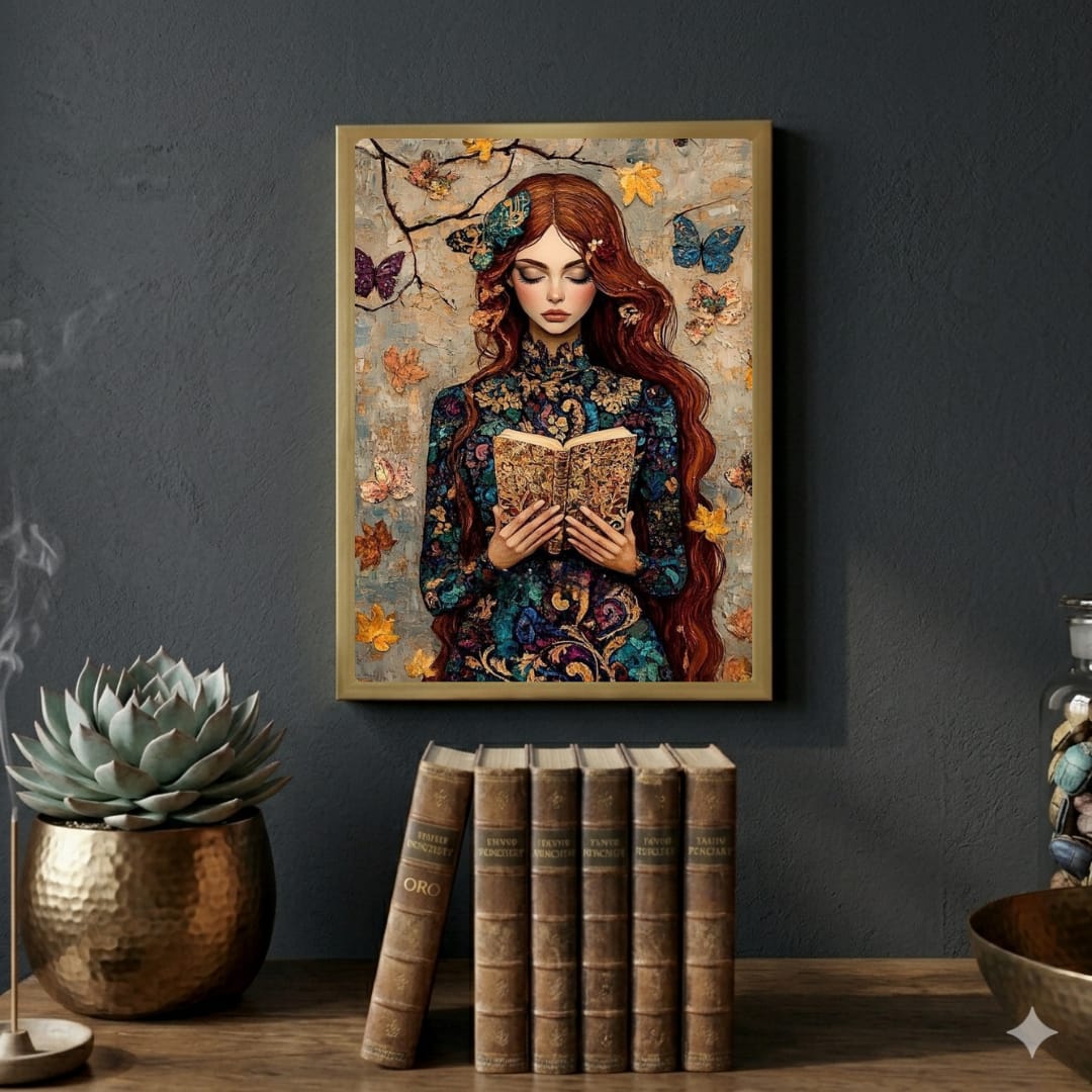 ragazza d'epoca con un libro