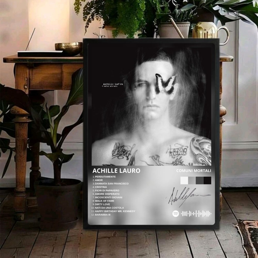 Achille Lauro - Comuni Mortali Poster with Frame - Vibes DistrictAchille Lauro - Comuni Mortali Poster with Frame poster SilverVibes District