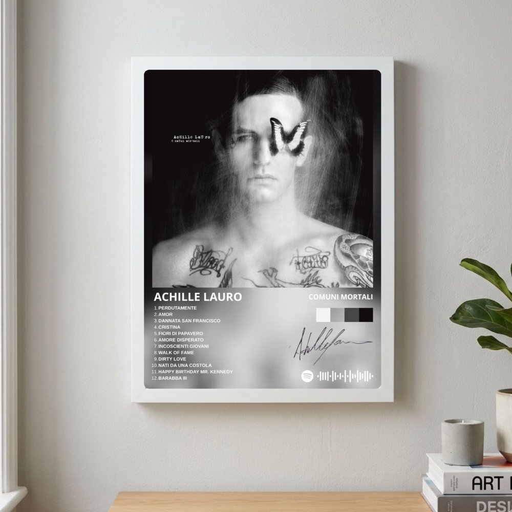 Achille Lauro - Comuni Mortali Poster with Frame - Vibes DistrictAchille Lauro - Comuni Mortali Poster with Frame poster SilverVibes District