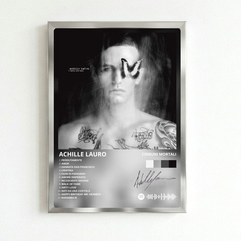 Achille Lauro - Comuni Mortali Poster with Frame - Vibes DistrictAchille Lauro - Comuni Mortali Poster with Frame poster SilverVibes District