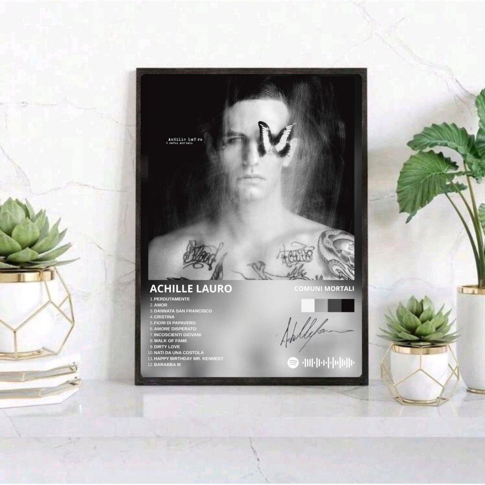 Achille Lauro - Comuni Mortali Poster with Frame - Vibes DistrictAchille Lauro - Comuni Mortali Poster with Frame poster SilverVibes District
