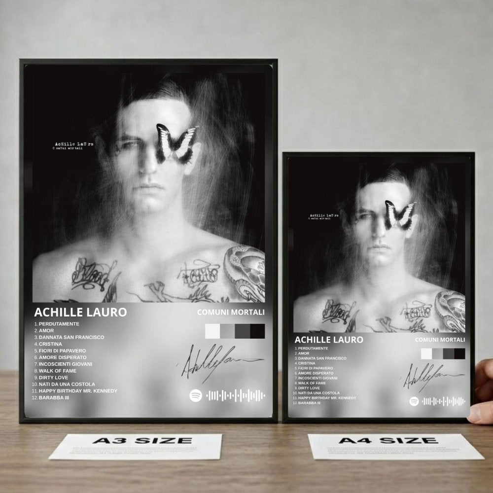 Achille Lauro - Comuni Mortali Poster with Frame - Vibes DistrictAchille Lauro - Comuni Mortali Poster with Frame poster SilverVibes District