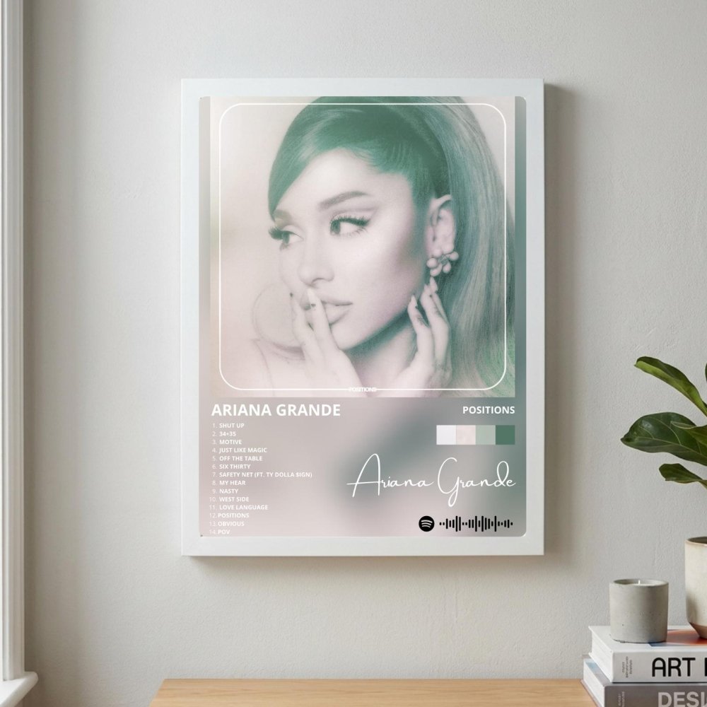 Ariana Grande – Positions Poster with Frame - Vibes DistrictAriana Grande – Positions Poster with Frame poster SilverVibes District