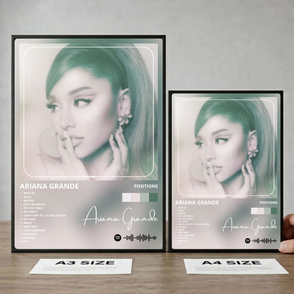 Ariana Grande – Positions Poster with Frame - Vibes DistrictAriana Grande – Positions Poster with Frame poster SilverVibes District