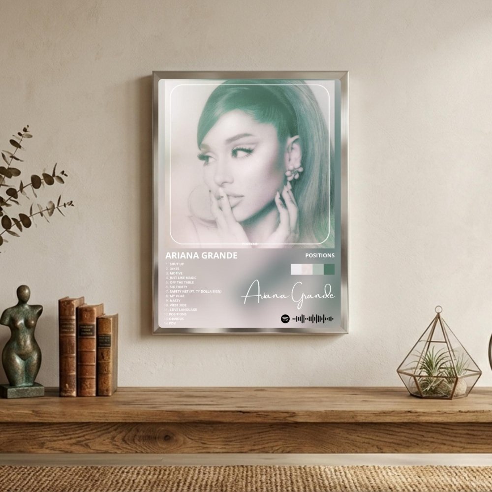 Ariana Grande – Positions Poster with Frame - Vibes DistrictAriana Grande – Positions Poster with Frame poster SilverVibes District