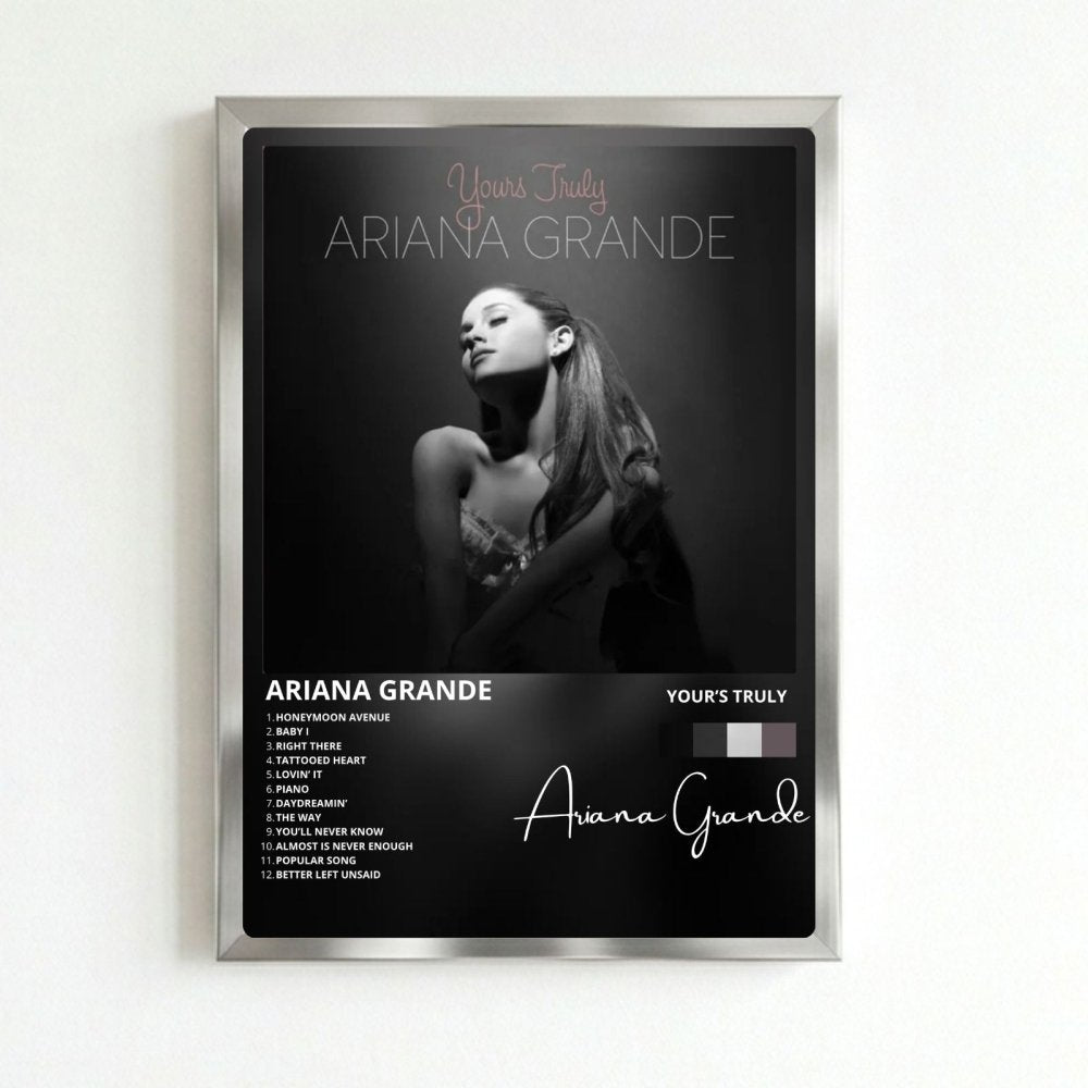 Ariana Grande – Yours Truly Poster with Frame - Vibes DistrictAriana Grande – Yours Truly Poster with Frame poster SilverVibes District
