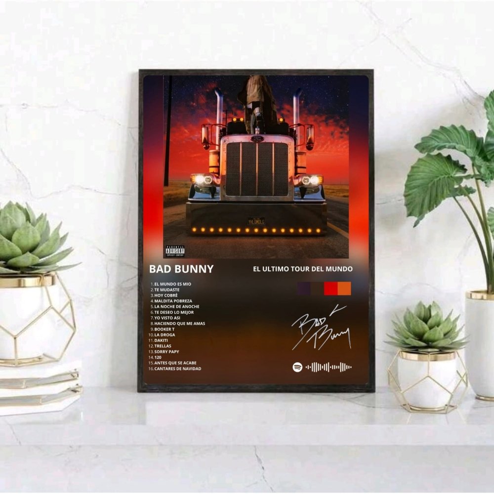 Bad Bunny - El Último Tour Del Mundo Poster with Frame - Vibes DistrictBad Bunny - El Último Tour Del Mundo Poster with Frame poster GoldVibes District