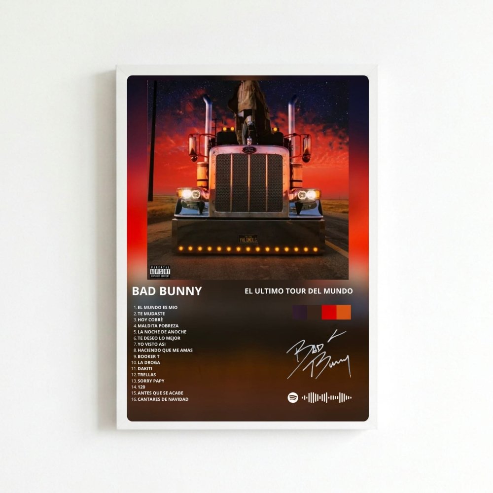 Bad Bunny - El Último Tour Del Mundo Poster with Frame - Vibes DistrictBad Bunny - El Último Tour Del Mundo Poster with Frame poster BiancoVibes District