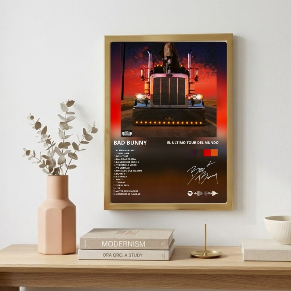 Bad Bunny - El Último Tour Del Mundo Poster with Frame - Vibes DistrictBad Bunny - El Último Tour Del Mundo Poster with Frame poster GoldVibes District