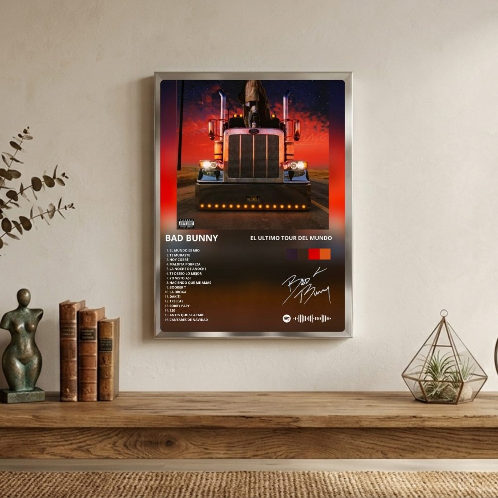 Bad Bunny - El Último Tour Del Mundo Poster with Frame - Vibes DistrictBad Bunny - El Último Tour Del Mundo Poster with Frame poster GoldVibes District