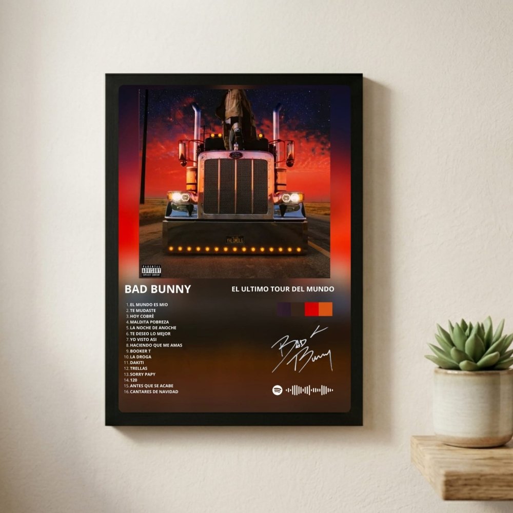 Bad Bunny - El Último Tour Del Mundo Poster with Frame - Vibes DistrictBad Bunny - El Último Tour Del Mundo Poster with Frame poster GoldVibes District