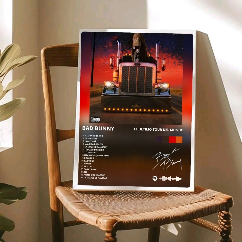 Bad Bunny - El Último Tour Del Mundo Poster with Frame - Vibes DistrictBad Bunny - El Último Tour Del Mundo Poster with Frame poster GoldVibes District