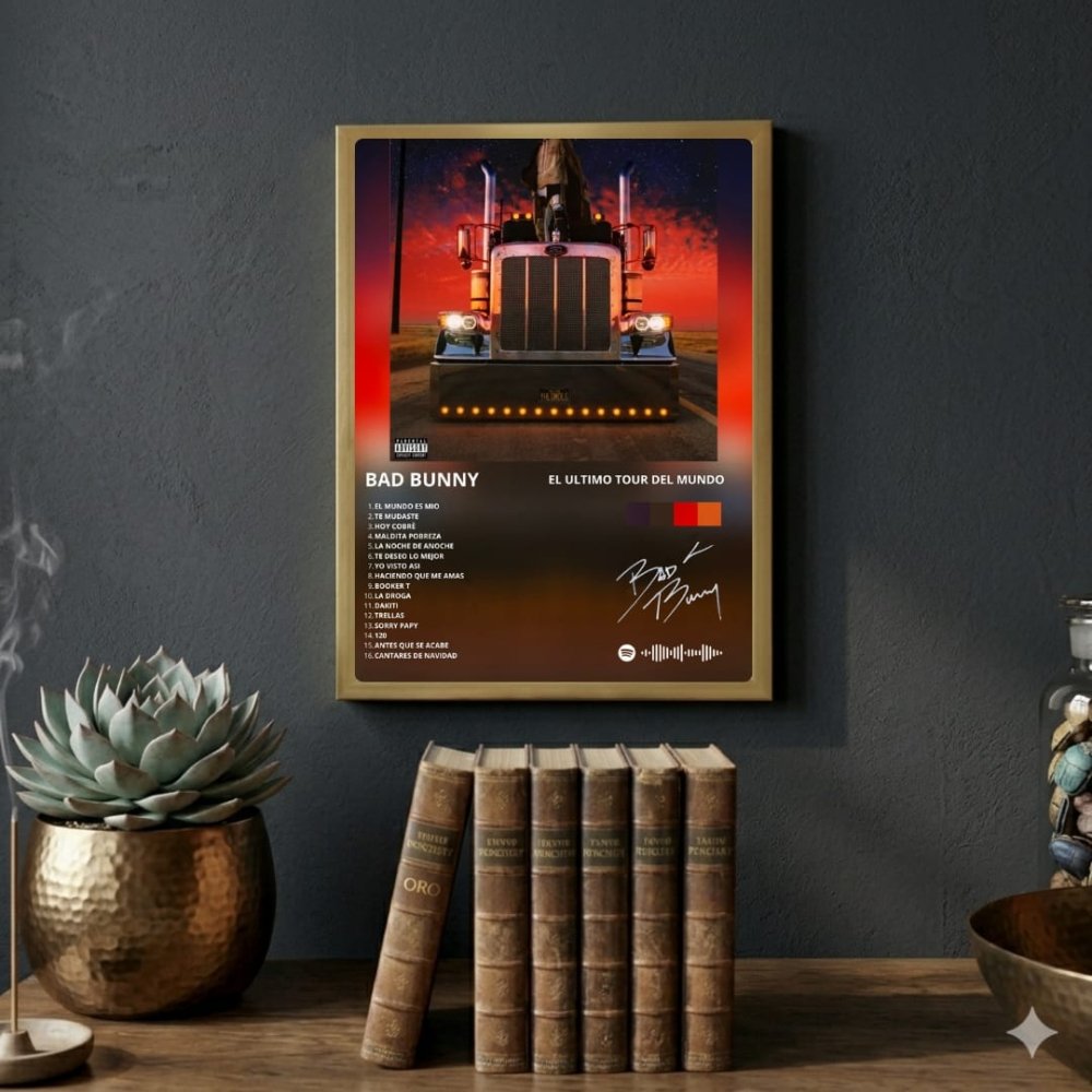 Bad Bunny - El Último Tour Del Mundo Poster with Frame - Vibes DistrictBad Bunny - El Último Tour Del Mundo Poster with Frame poster GoldVibes District