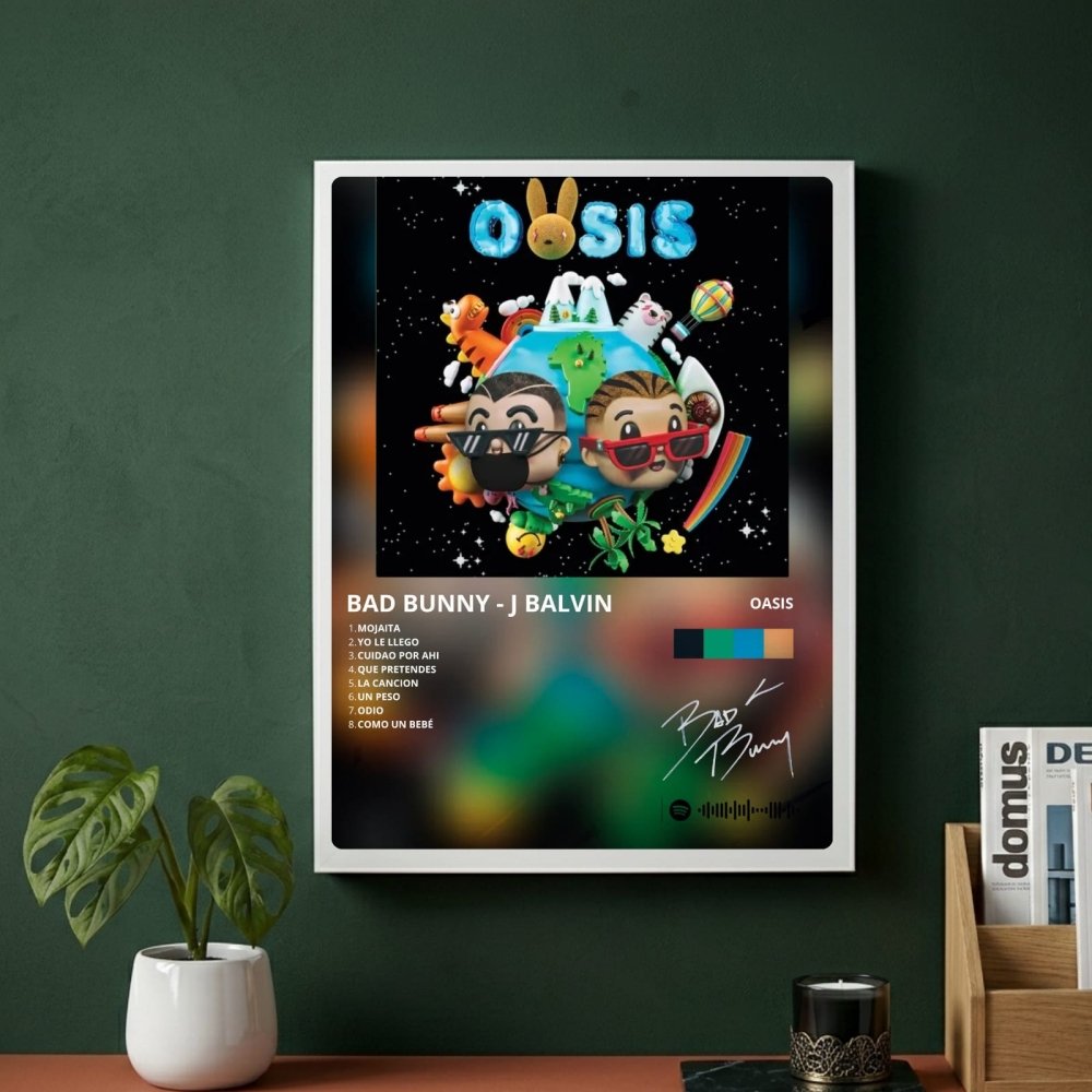 Bad Bunny - Oasis Poster with Frame - Vibes DistrictBad Bunny - Oasis Poster with Frame poster GoldVibes District