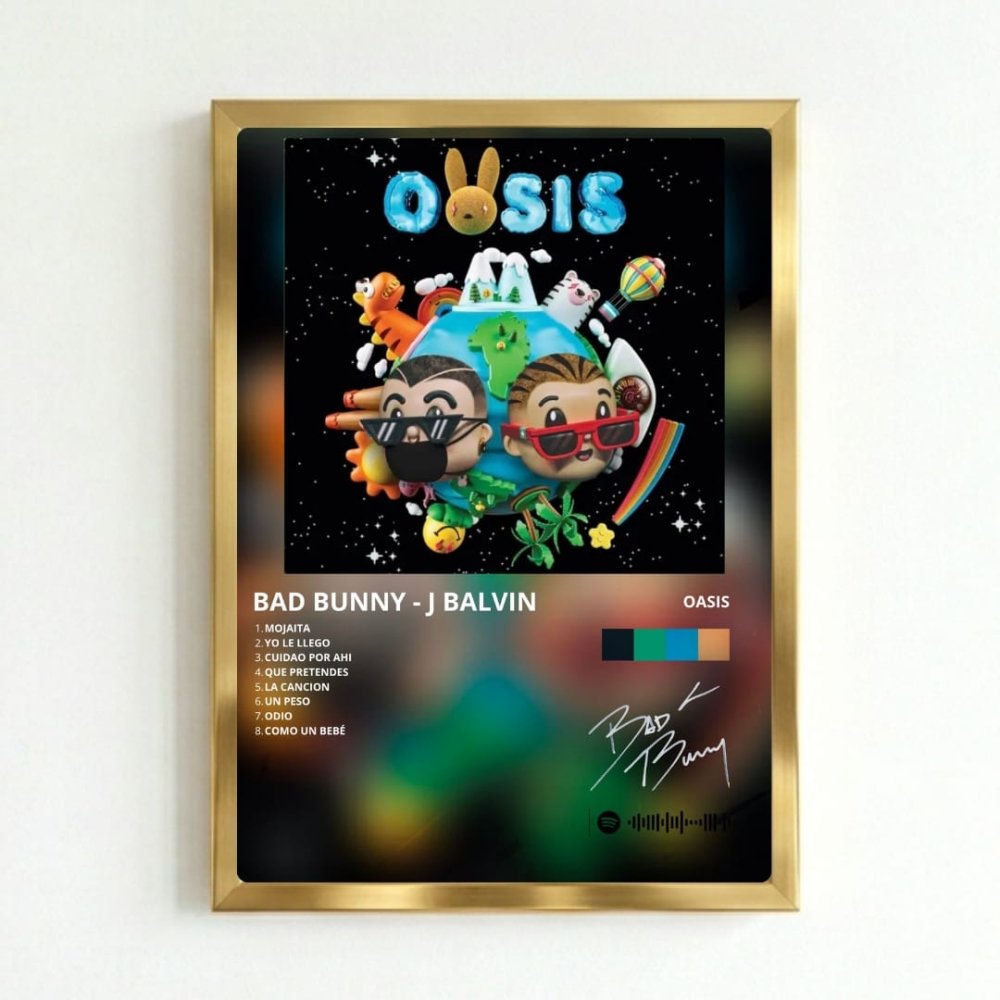 Bad Bunny - Oasis Poster with Frame - Vibes DistrictBad Bunny - Oasis Poster with Frame poster GoldVibes District