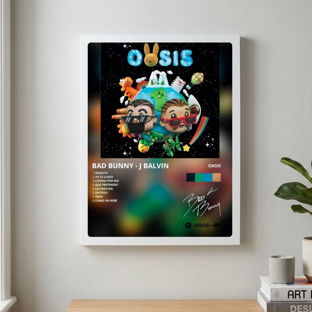 Bad Bunny - Oasis Poster with Frame - Vibes DistrictBad Bunny - Oasis Poster with Frame poster GoldVibes District