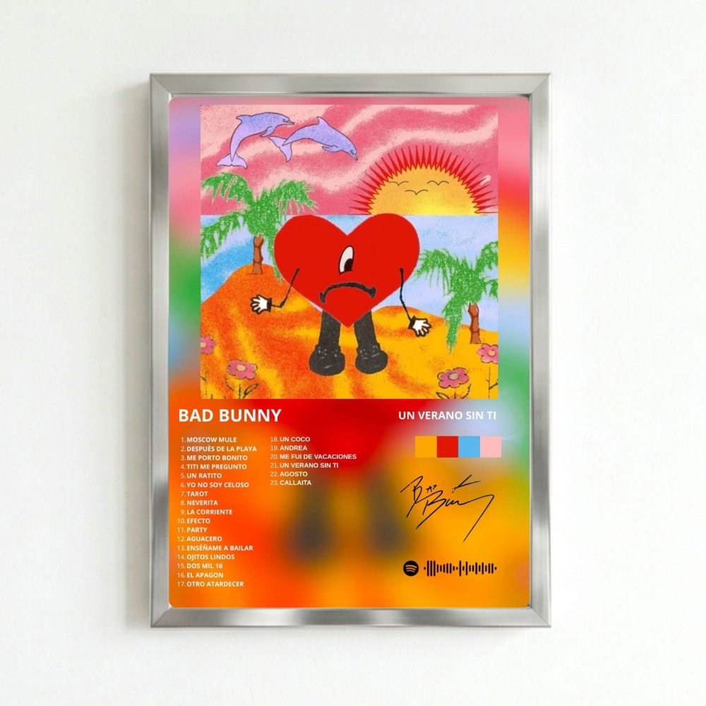 Bad Bunny - Un Verano Sin Ti Poster with Frame - Vibes DistrictBad Bunny - Un Verano Sin Ti Poster with Frame poster SilverVibes District