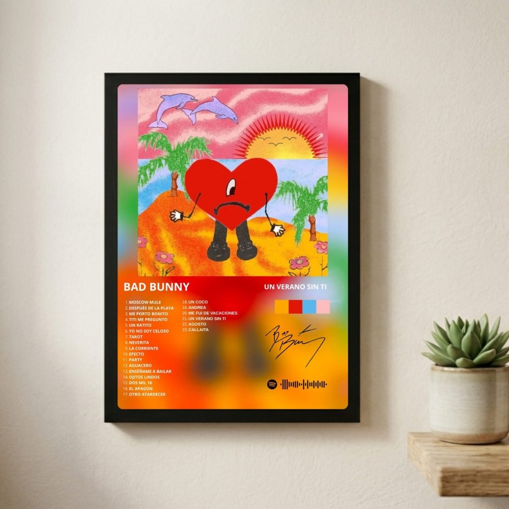 Bad Bunny - Un Verano Sin Ti Poster with Frame - Vibes DistrictBad Bunny - Un Verano Sin Ti Poster with Frame poster GoldVibes District