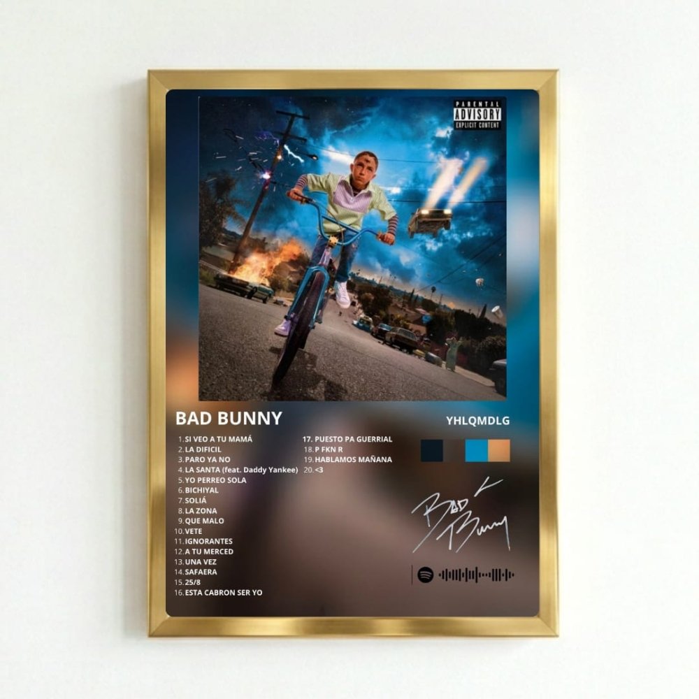 Bad Bunny - Un Verano Sin Ti Poster with Frame - Vibes DistrictBad Bunny - Un Verano Sin Ti Poster with Frame poster GoldVibes District