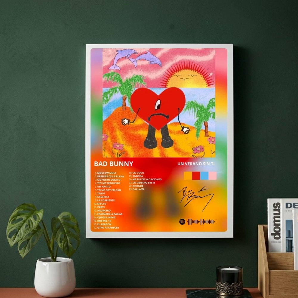 Bad Bunny - Un Verano Sin Ti Poster with Frame - Vibes DistrictBad Bunny - Un Verano Sin Ti Poster with Frame poster GoldVibes District