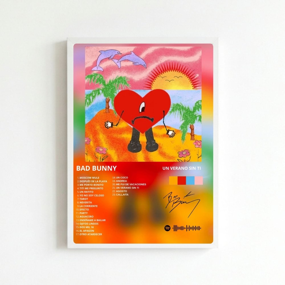 Bad Bunny - Un Verano Sin Ti Poster with Frame - Vibes DistrictBad Bunny - Un Verano Sin Ti Poster with Frame poster BiancoVibes District