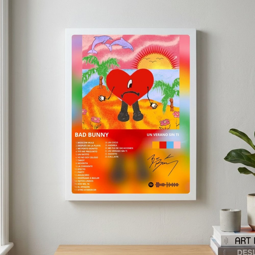 Bad Bunny - Un Verano Sin Ti Poster with Frame - Vibes DistrictBad Bunny - Un Verano Sin Ti Poster with Frame poster GoldVibes District