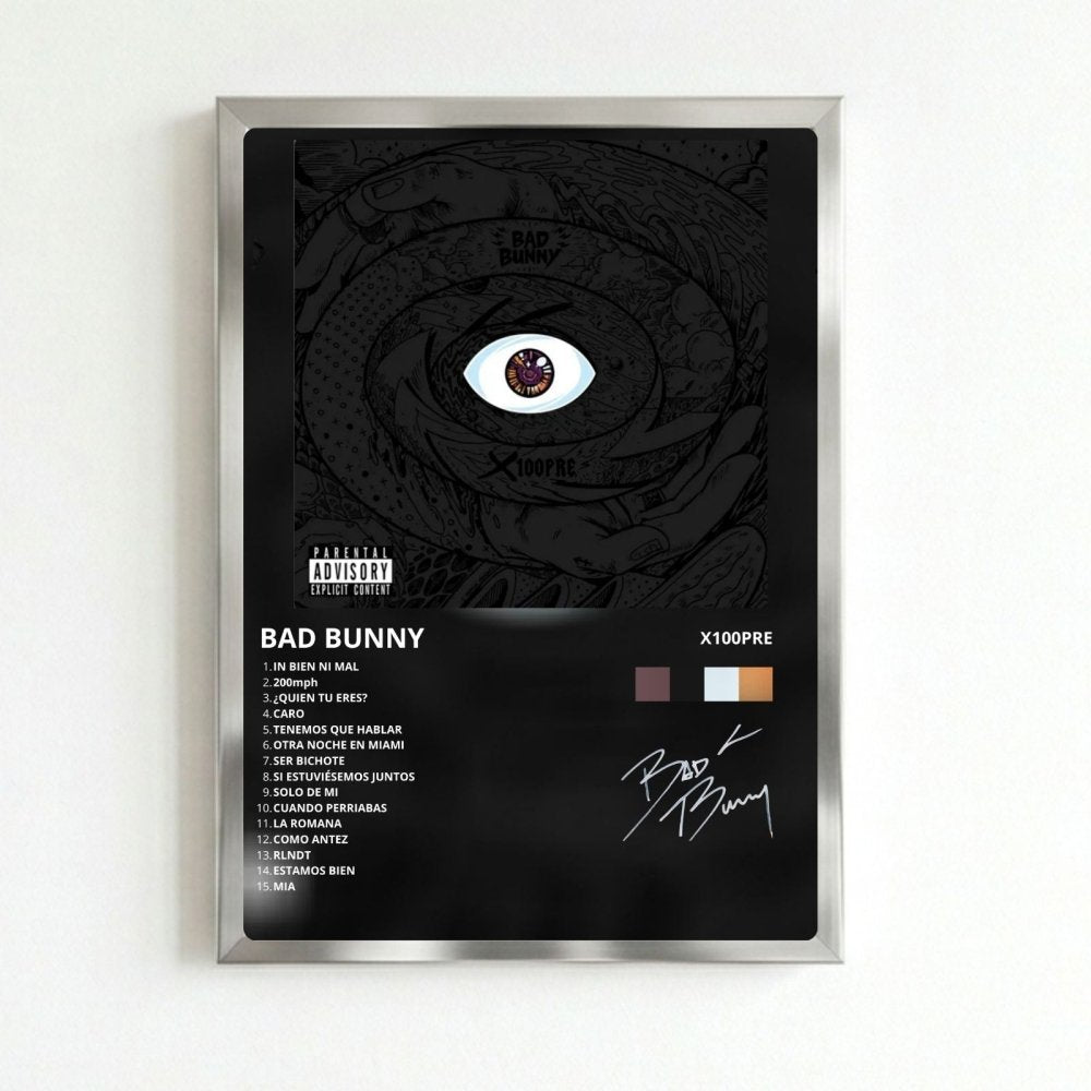 Bad Bunny - X100PRE Poster with Frame - Vibes DistrictBad Bunny - X100PRE Poster with Frame poster BiancoVibes District