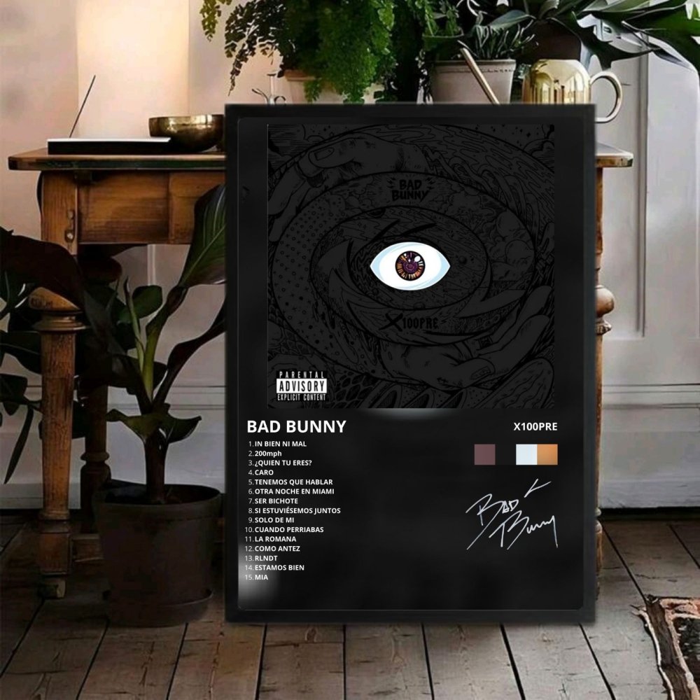 Bad Bunny - X100PRE Poster with Frame - Vibes DistrictBad Bunny - X100PRE Poster with Frame poster BiancoVibes District