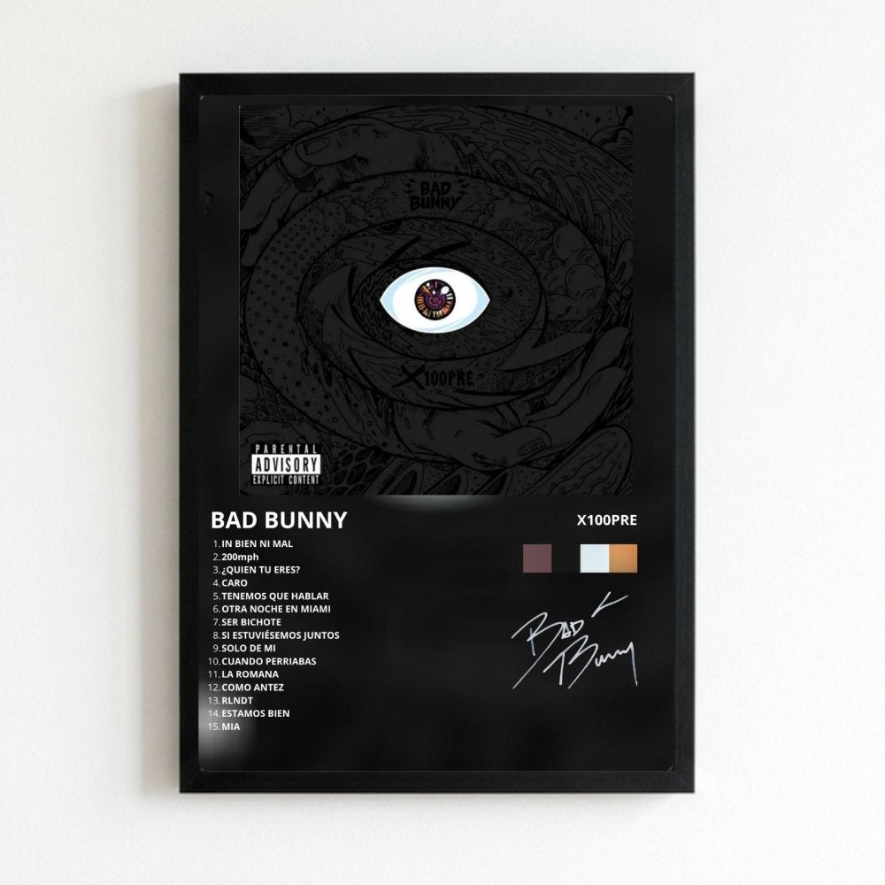 Bad Bunny - X100PRE Poster with Frame - Vibes DistrictBad Bunny - X100PRE Poster with Frame poster NeroVibes District