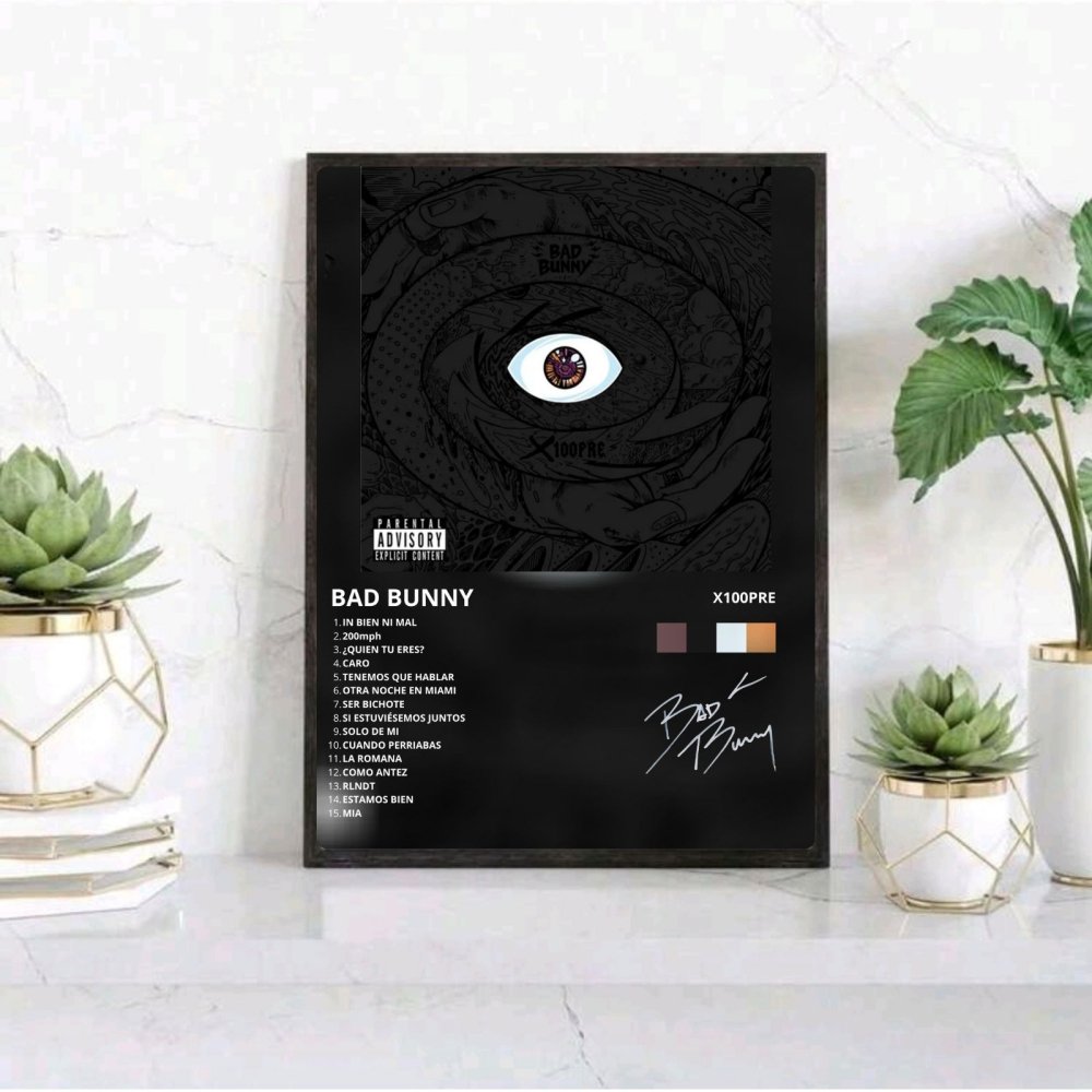 Bad Bunny - X100PRE Poster with Frame - Vibes DistrictBad Bunny - X100PRE Poster with Frame poster BiancoVibes District