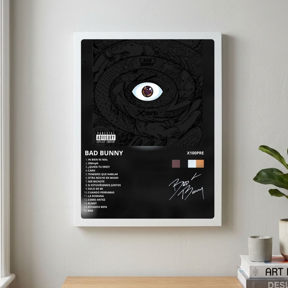 Bad Bunny - X100PRE Poster with Frame - Vibes DistrictBad Bunny - X100PRE Poster with Frame poster BiancoVibes District