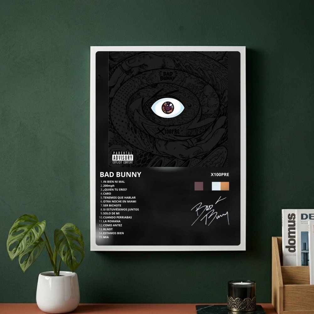Bad Bunny - X100PRE Poster with Frame - Vibes DistrictBad Bunny - X100PRE Poster with Frame poster BiancoVibes District