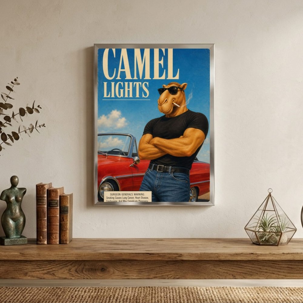 bar and restaurant decoration, camel sigarette - Vibes Districtbar and restaurant decoration, camel sigarette poster SilverVibes District