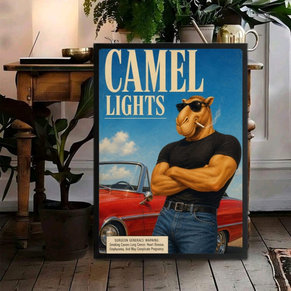 bar and restaurant decoration, camel sigarette - Vibes Districtbar and restaurant decoration, camel sigarette poster SilverVibes District